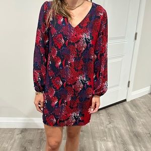 Aqua snakeskin print dress